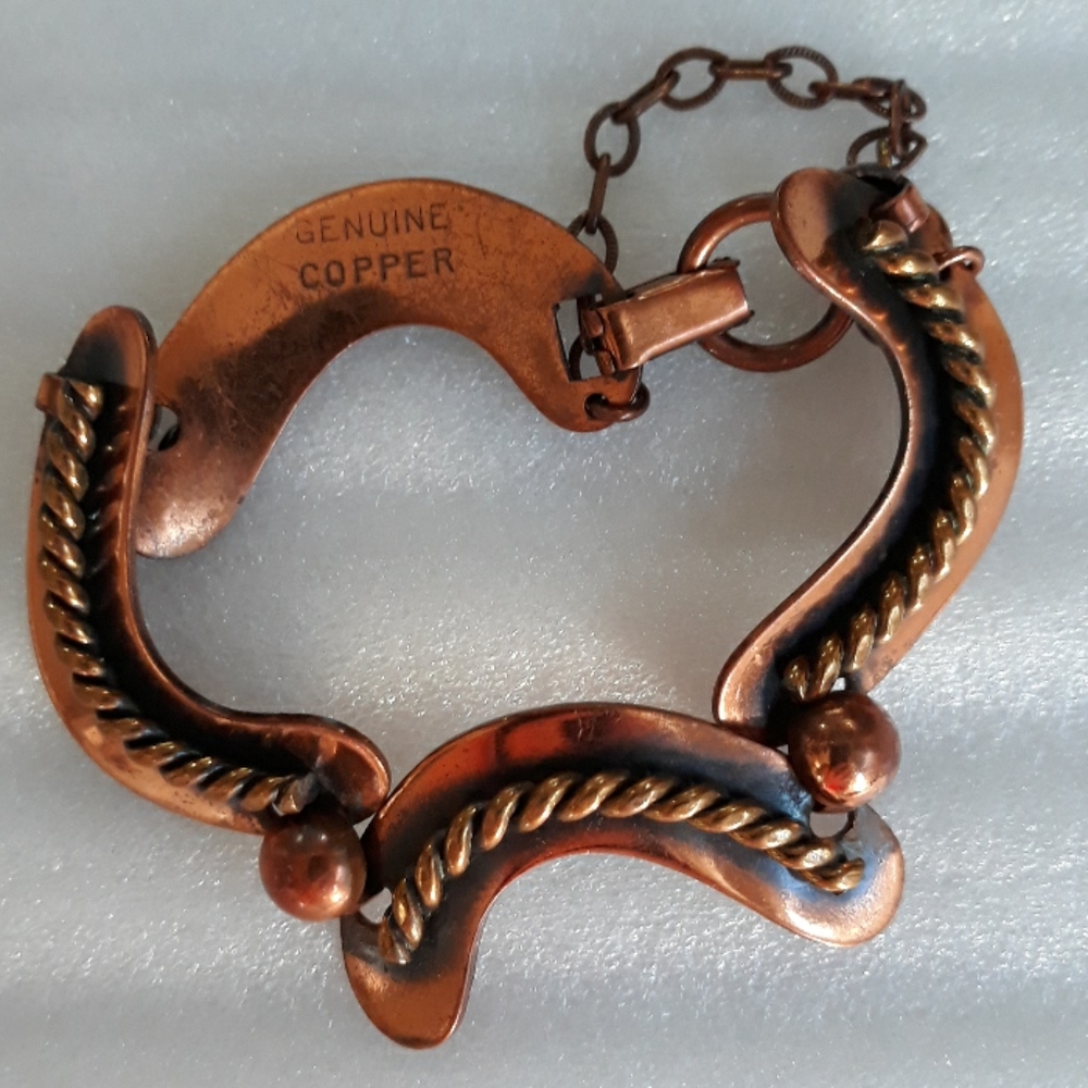 VTG Modernist Copper Bracelet Organic Wave Design